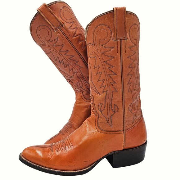 Kangaroo Exotic Bona Allen Cowboy Boots Mens 8D Rust Orange Leather Western 8268 - Picture 12 of 16